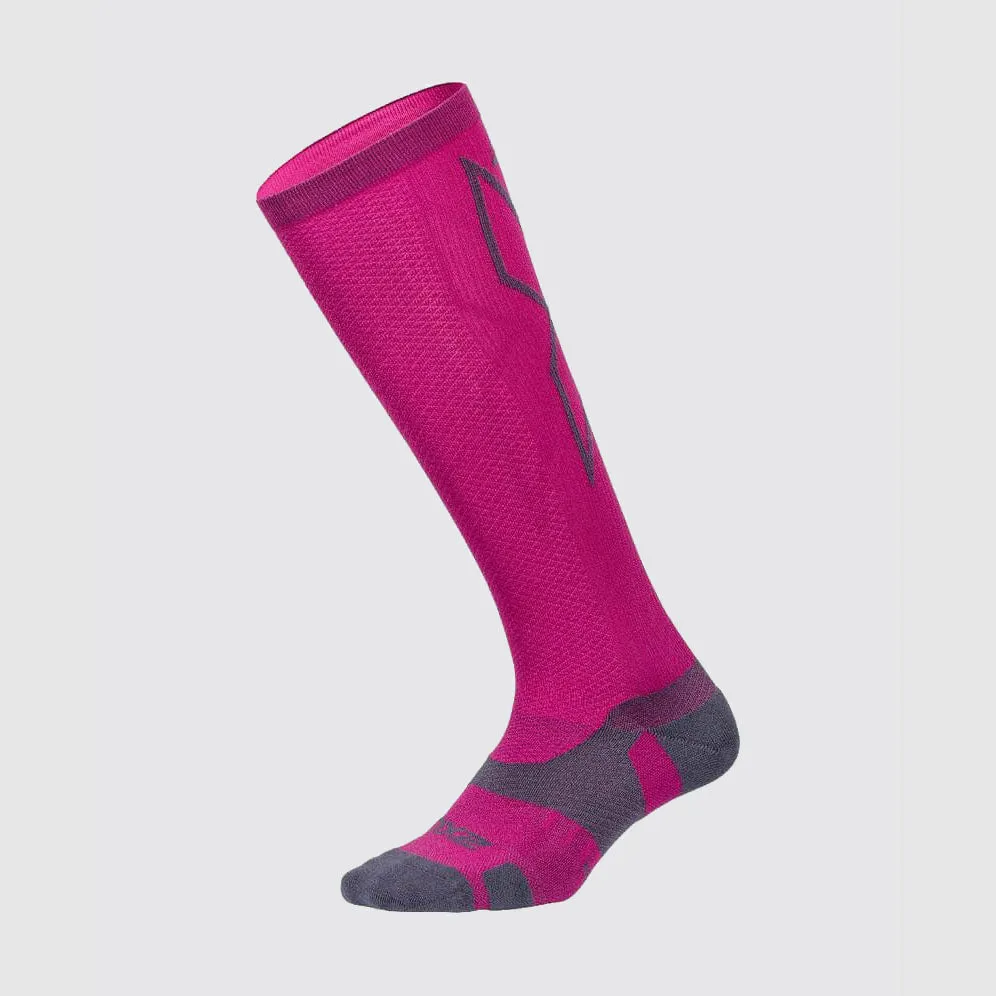 2XU - Vectr Light Cushion Full Length Compression Socks - Hot Pink/Grey