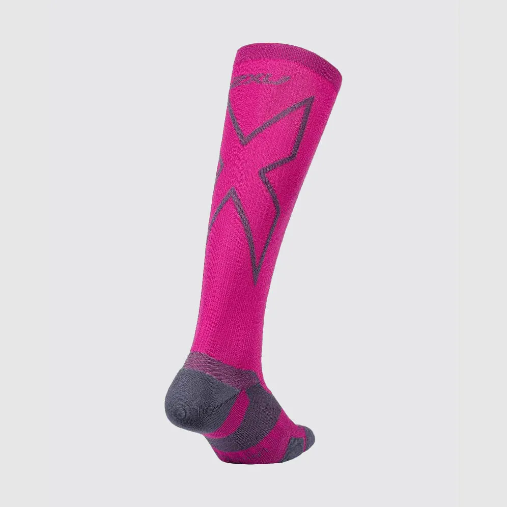 2XU - Vectr Light Cushion Full Length Compression Socks - Hot Pink/Grey