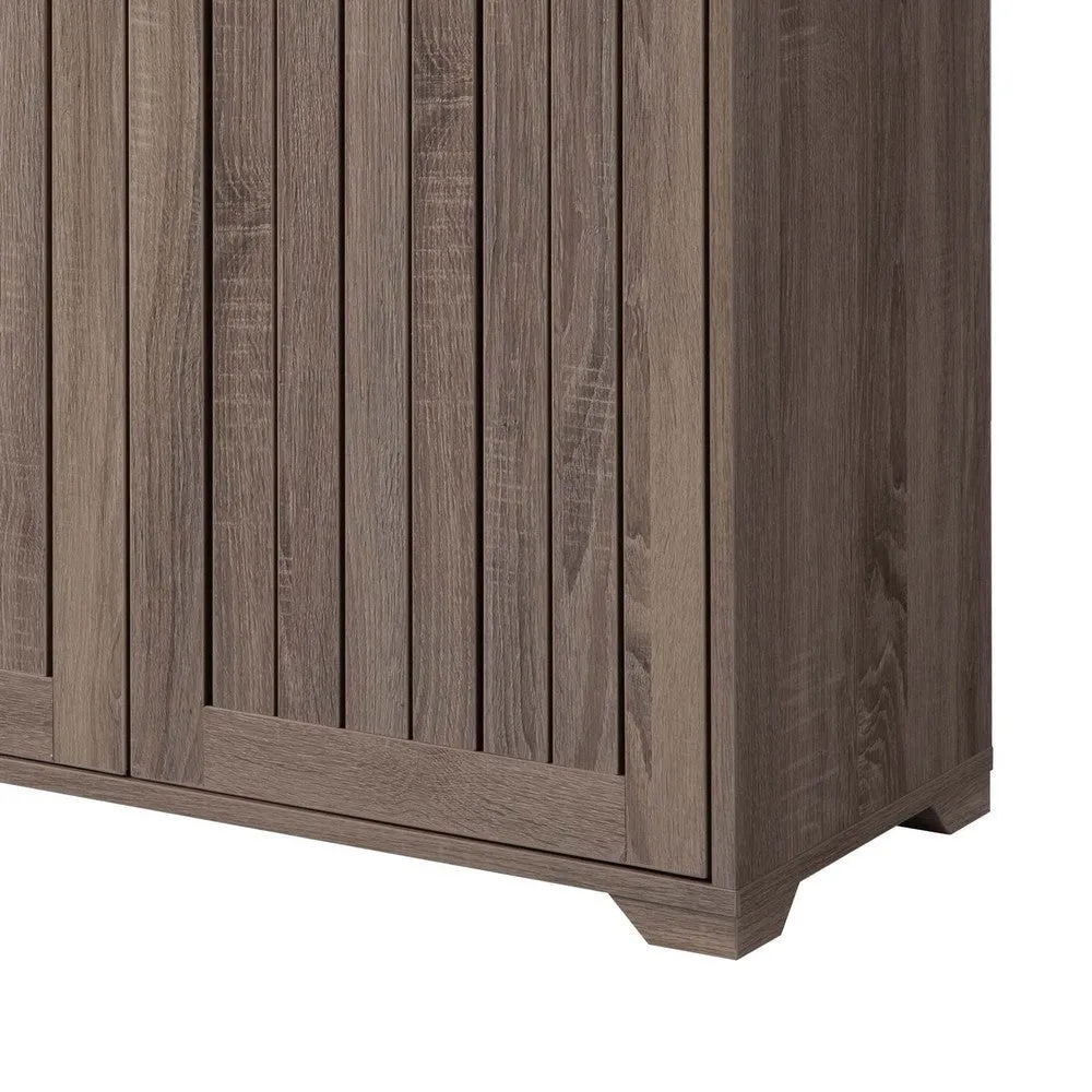 47 Inch Double Door Cabinet Console with 4 Open Shelves, Dark Taupe Brown By Casagear Home