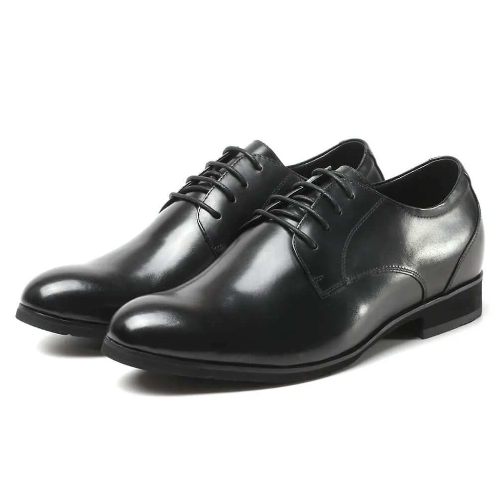 6 CM / 2.36 Inches Taller - CMR CHAMARIPA Men Black Leather Dress Shoes Height Increasing Mens Elevator Shoes