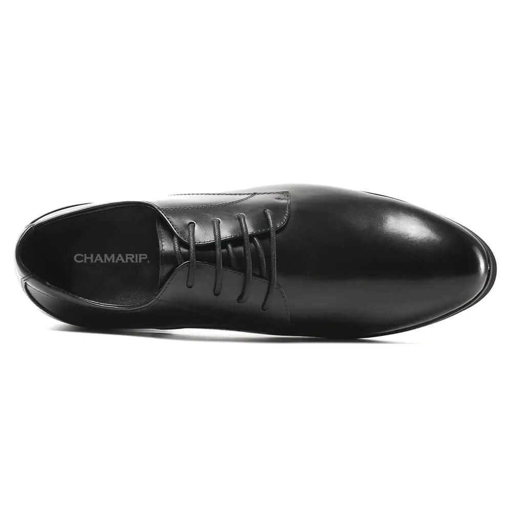 6 CM / 2.36 Inches Taller - CMR CHAMARIPA Men Black Leather Dress Shoes Height Increasing Mens Elevator Shoes