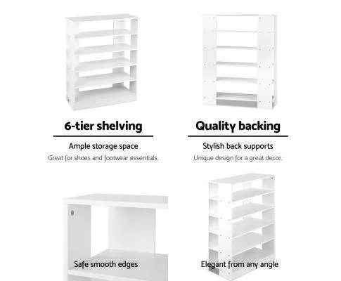 6-Tier Shoe Rack Cabinet - White