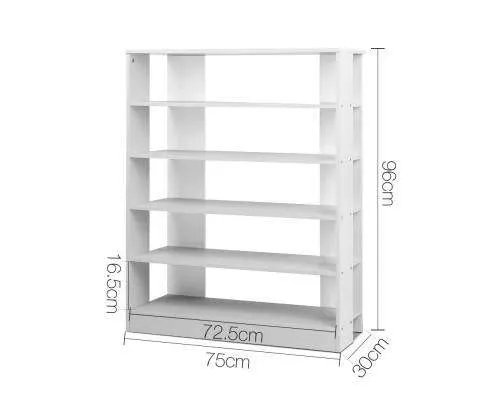 6-Tier Shoe Rack Cabinet - White