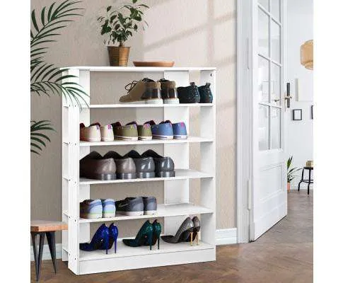 6-Tier Shoe Rack Cabinet - White