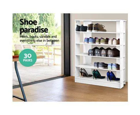 6-Tier Shoe Rack Cabinet - White