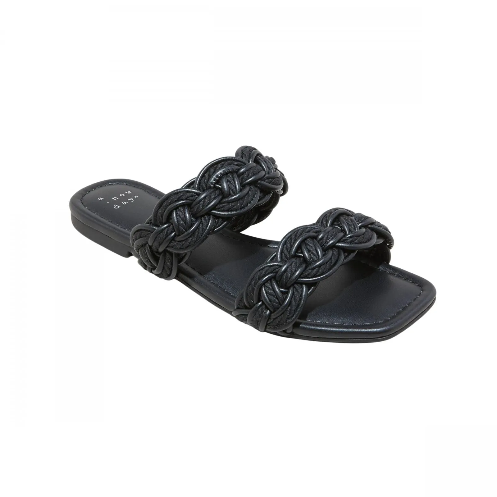 A New Day Womens Sarafina Woven Two-Band Slide Sandals 89529801 Black 7.5M