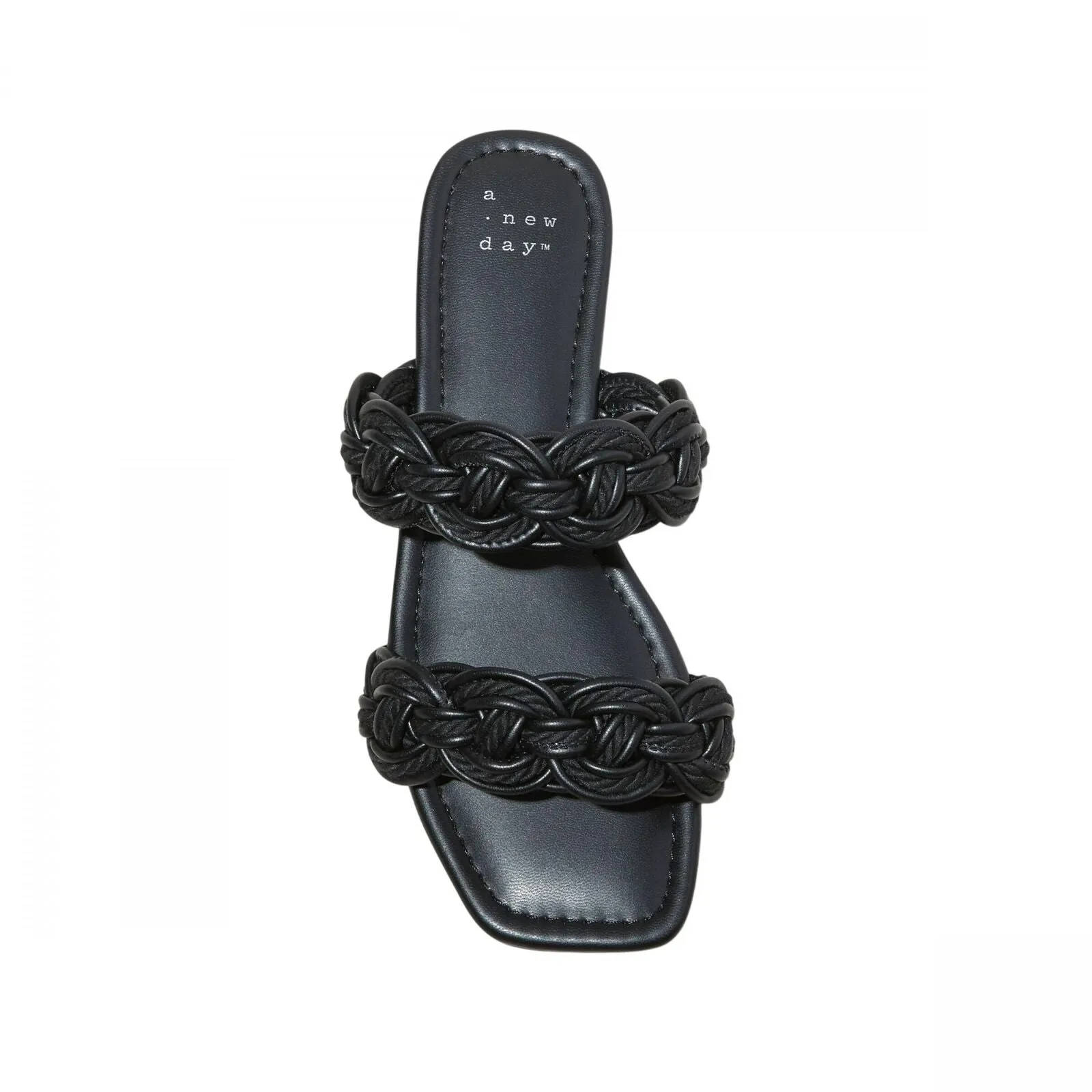 A New Day Womens Sarafina Woven Two-Band Slide Sandals 89529801 Black 7.5M