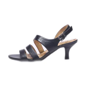 Abella Francine Mid-Heel Sandals Leather Black Colour For Women