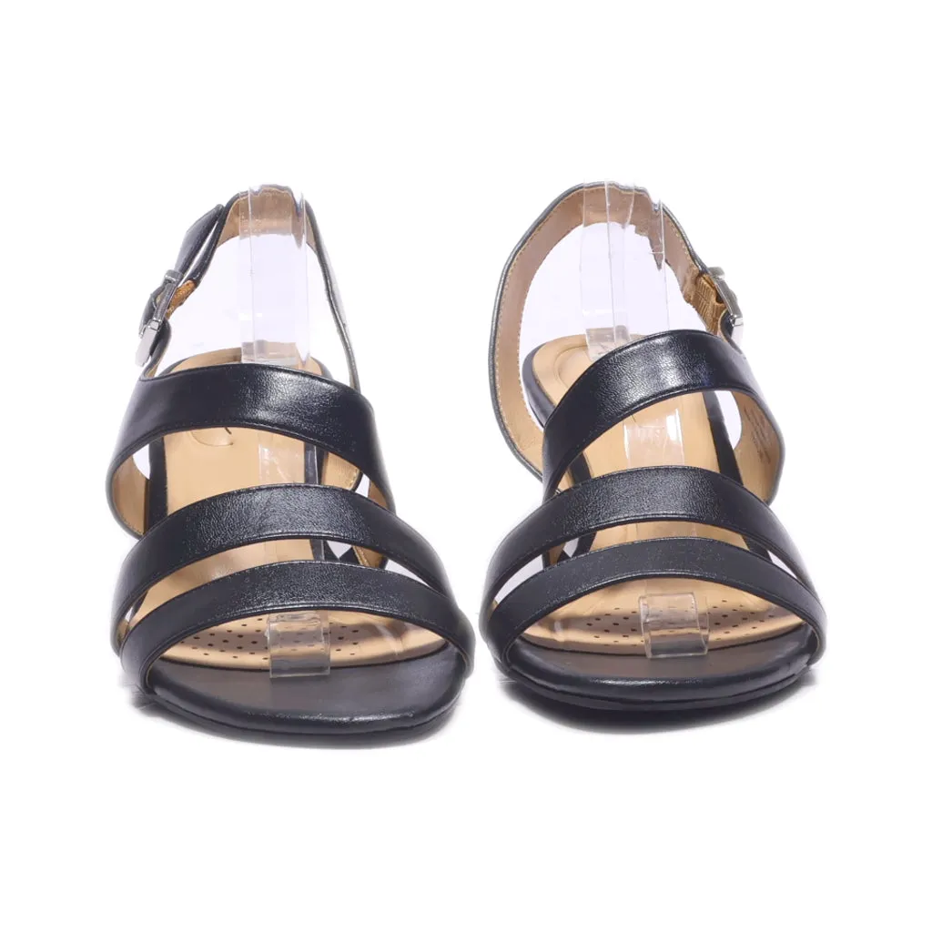 Abella Francine Mid-Heel Sandals Leather Black Colour For Women