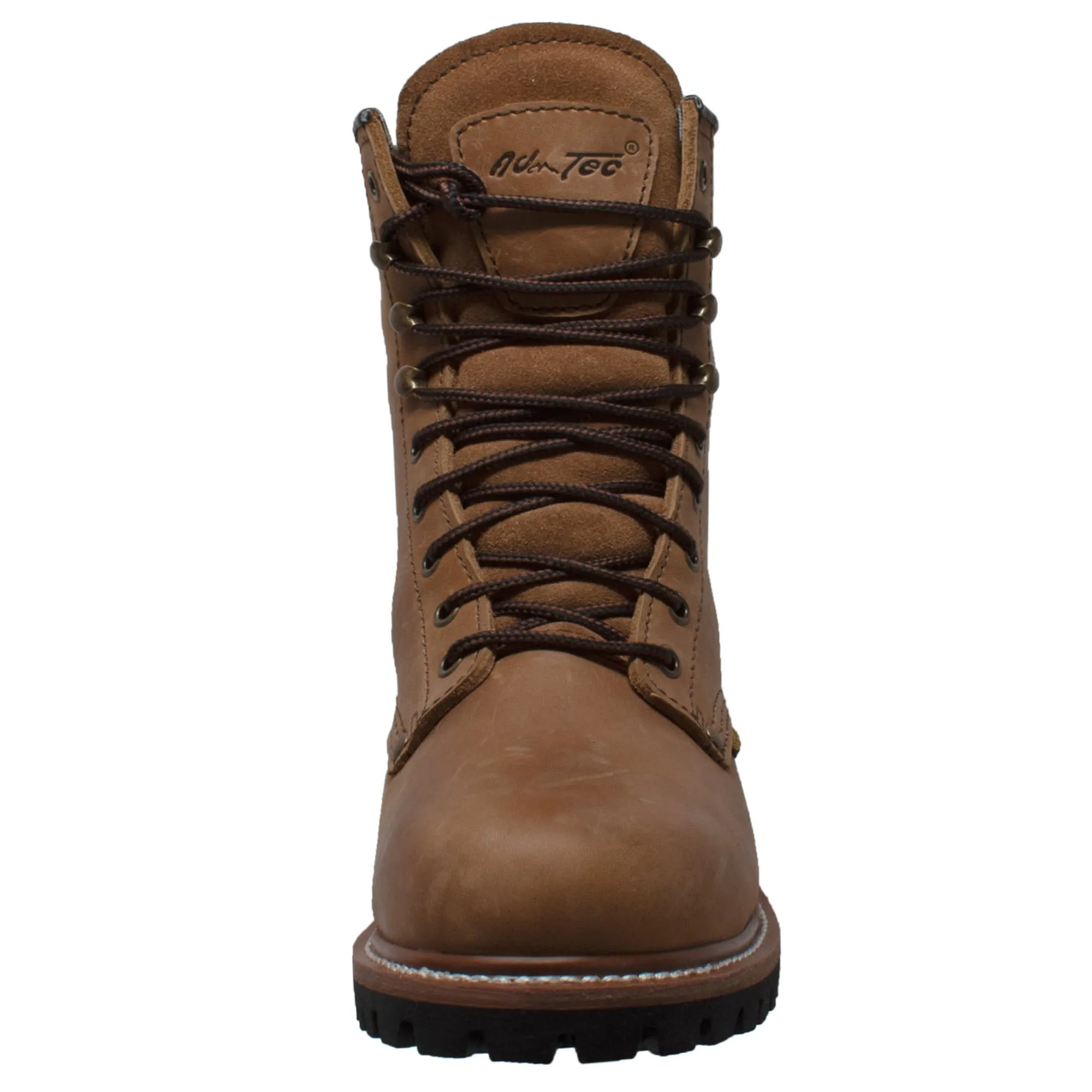 AdTec Mens Brown 8in WP Logger Work Boots Leather