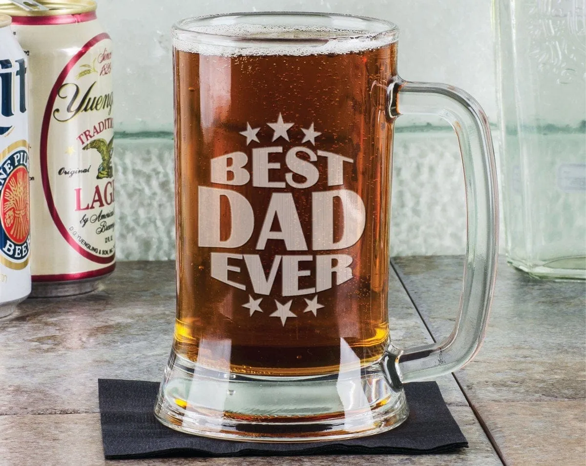 American Daddy Best Dad Ever 16 Oz Beer Stein First Fathers Day Gifts for Papa, Paw Paw, Grandpa, Husband Beer Glass Gift from Kids Wife