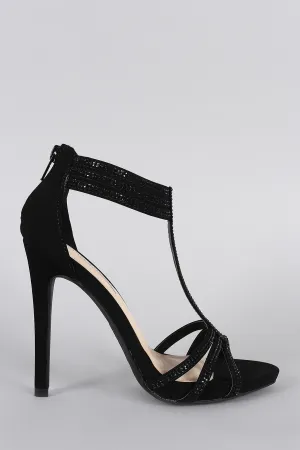 Anne Michelle Rhinestone T-Strap Stiletto Heel