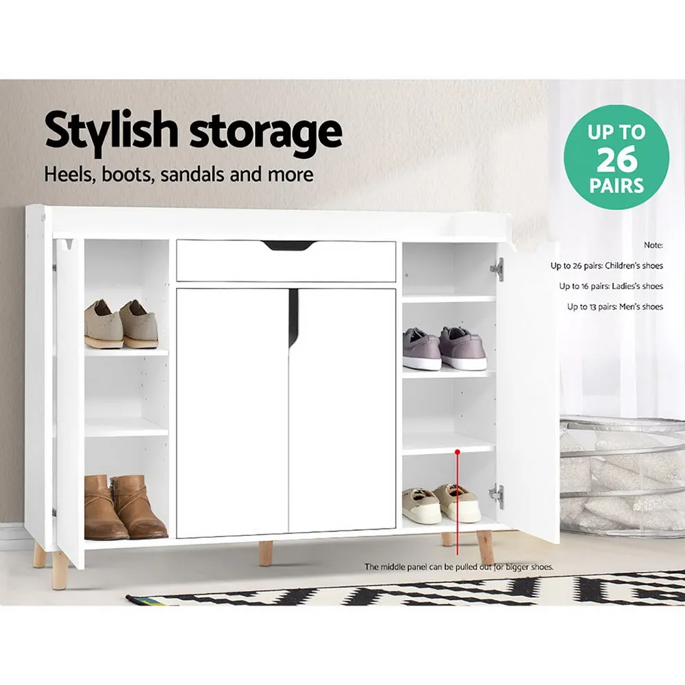 Artiss Shoe Cabinet Shoes Storage Rack 120cm Organiser White Drawer Cupboard