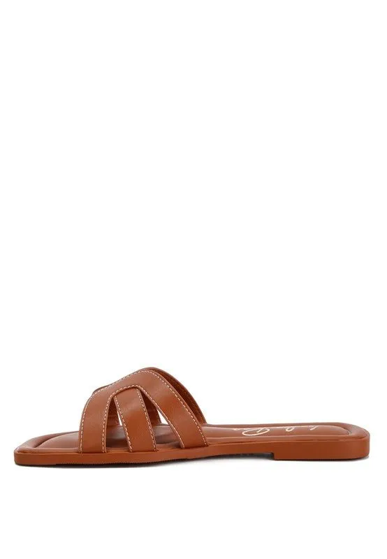 Aura Leather Flat Sandals