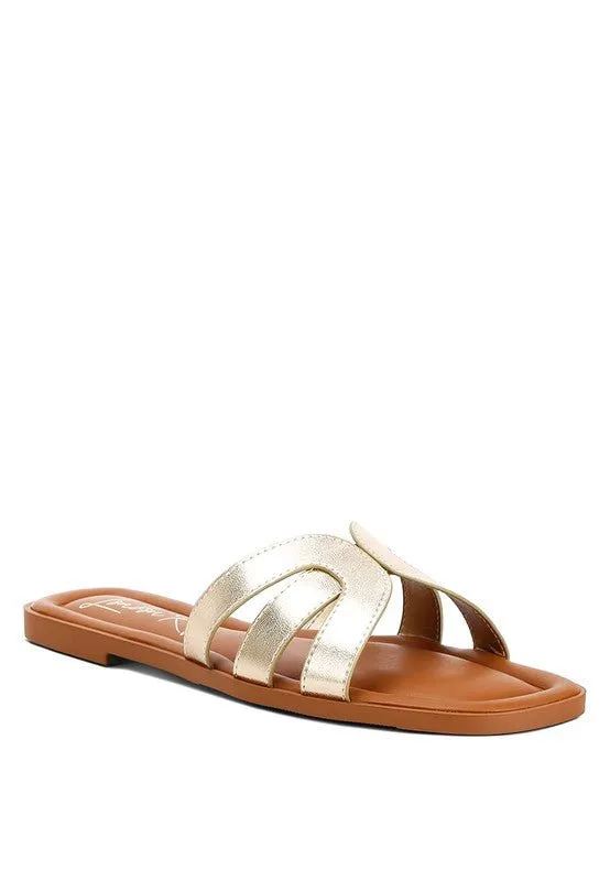 Aura Leather Flat Sandals