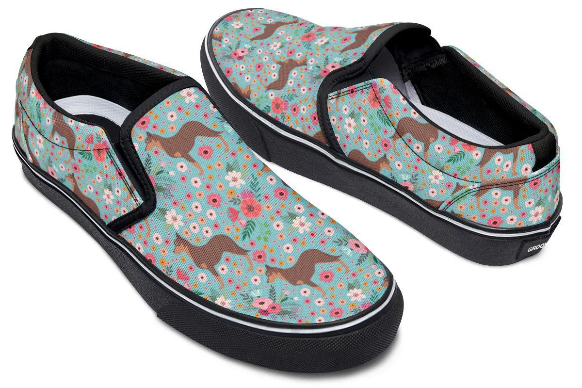 Australian Kelpie Flower Slip-On Shoes