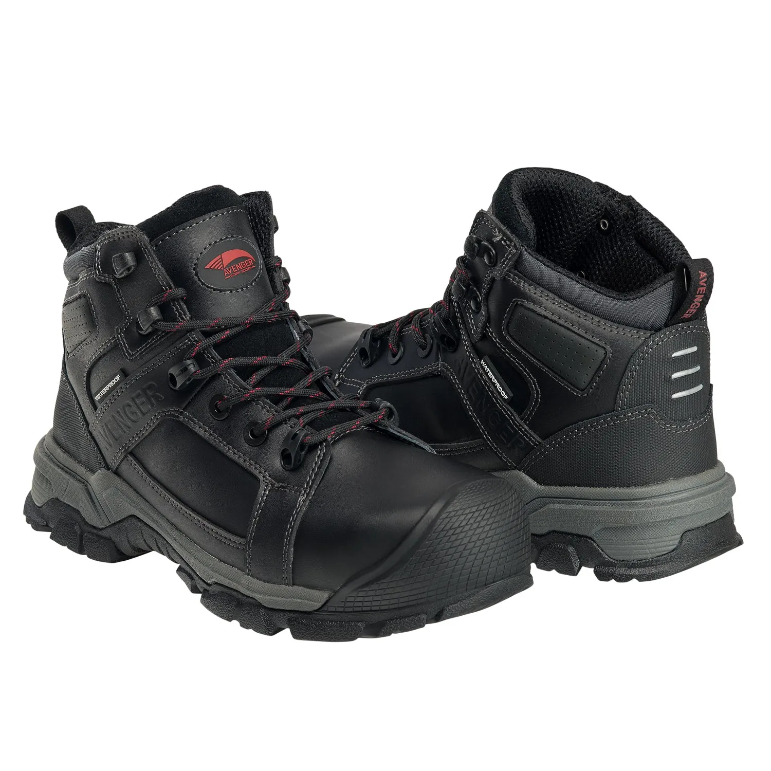 Avenger Mens Ripsaw Mid Black Leather Work Boots