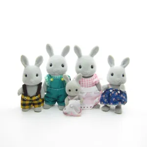 Babblebrook Grey Rabbit Family Vintage Sylvanian Families Bunnies