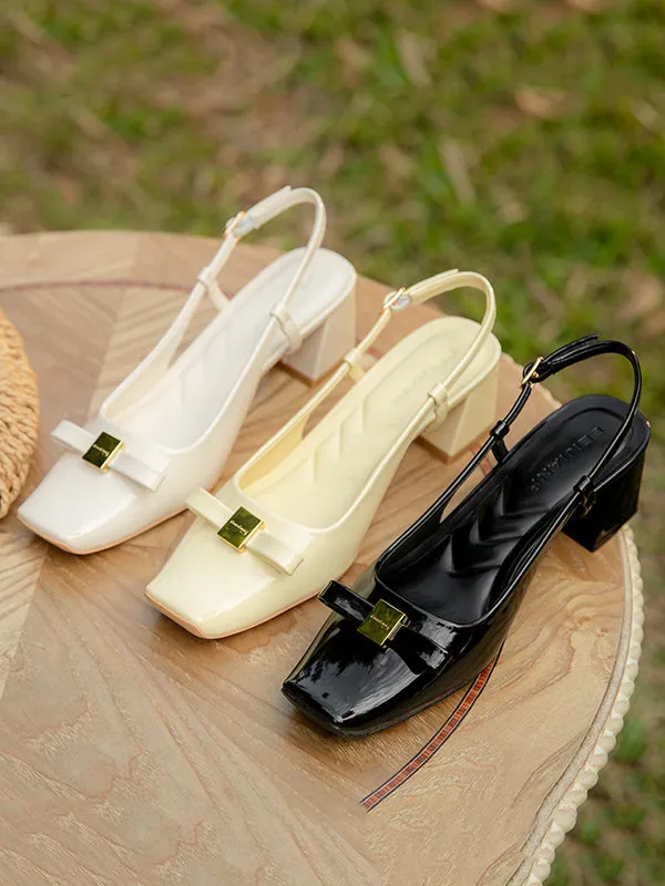 Belt Buckle Split-Joint Square-Toe Sling Shoes Pumps Sandals