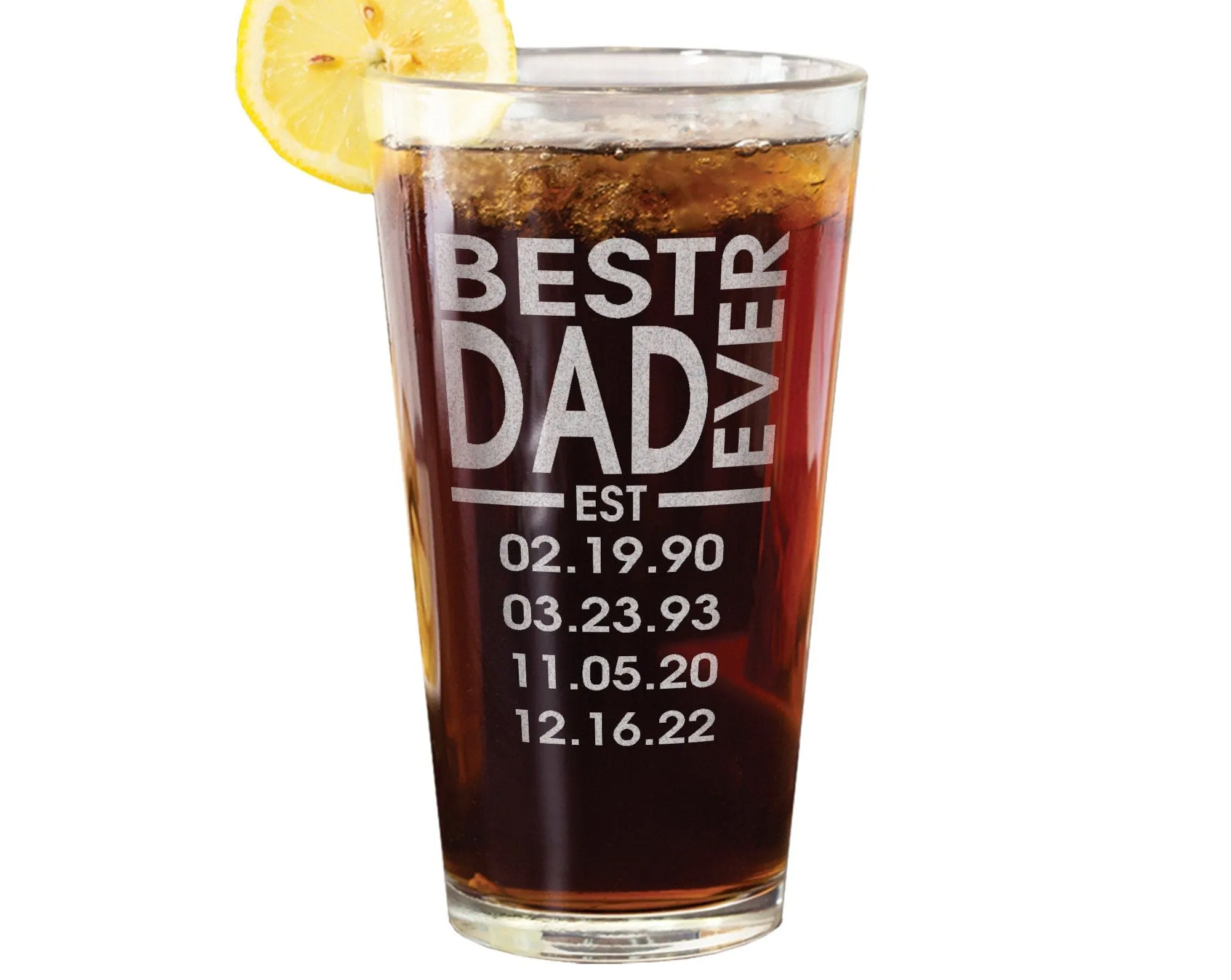 Best Daddy Ever 50th Birthday Gift for Him Home Bar Decor From Favorite Child Engraved Parent Personalized Beer Glass First Father's Day