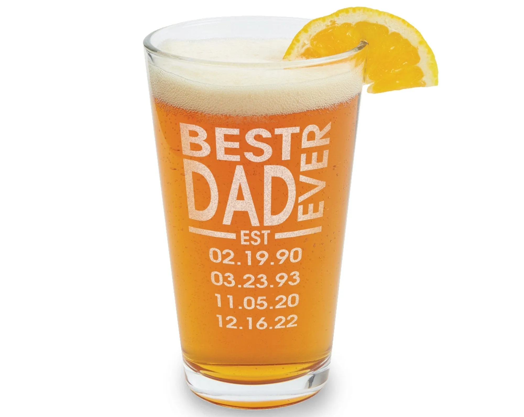 Best Daddy Ever 50th Birthday Gift for Him Home Bar Decor From Favorite Child Engraved Parent Personalized Beer Glass First Father's Day