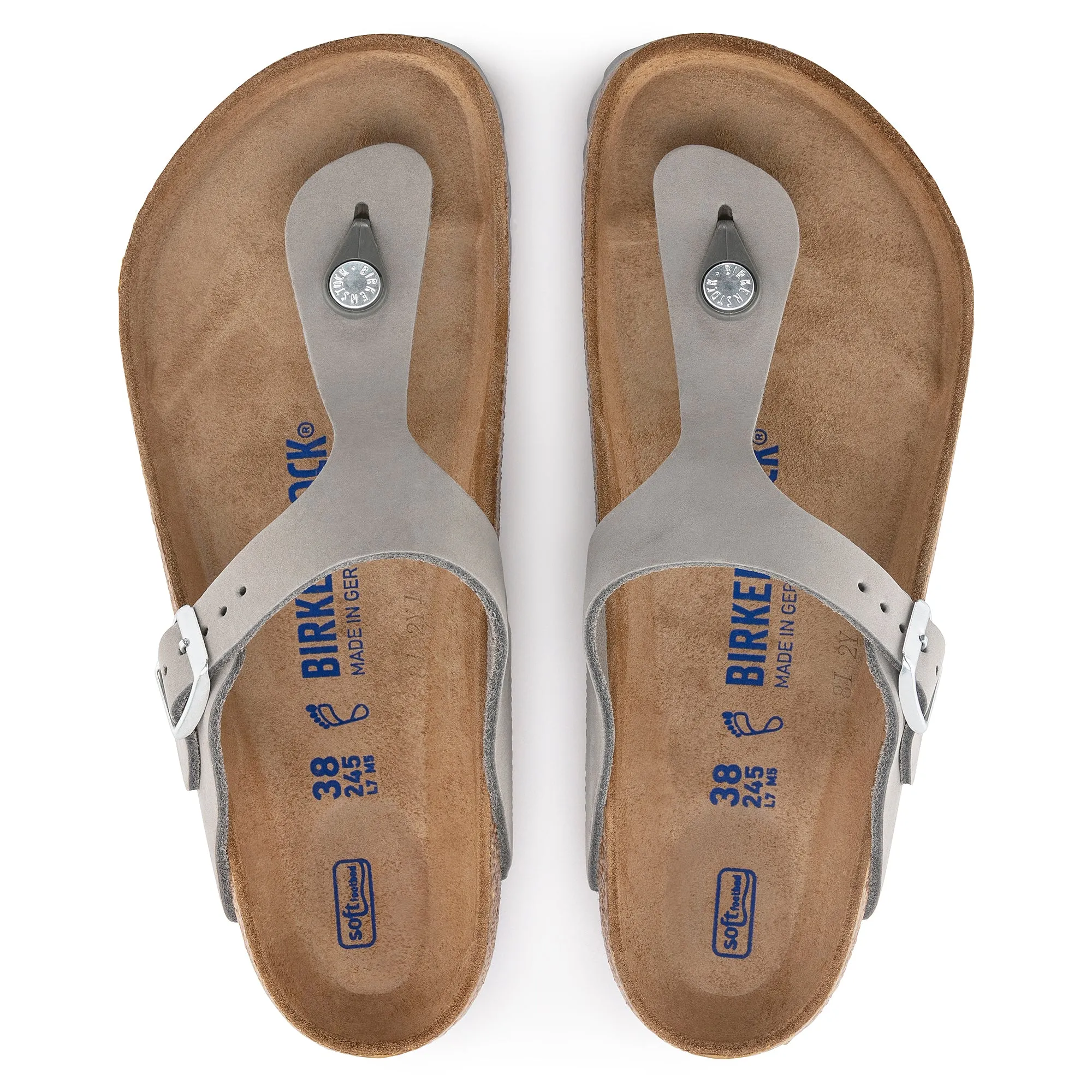 BIRKENSTOCK GIZEH SOFT FOOTBED NUBUCK LEATHER - DOVE GRAY