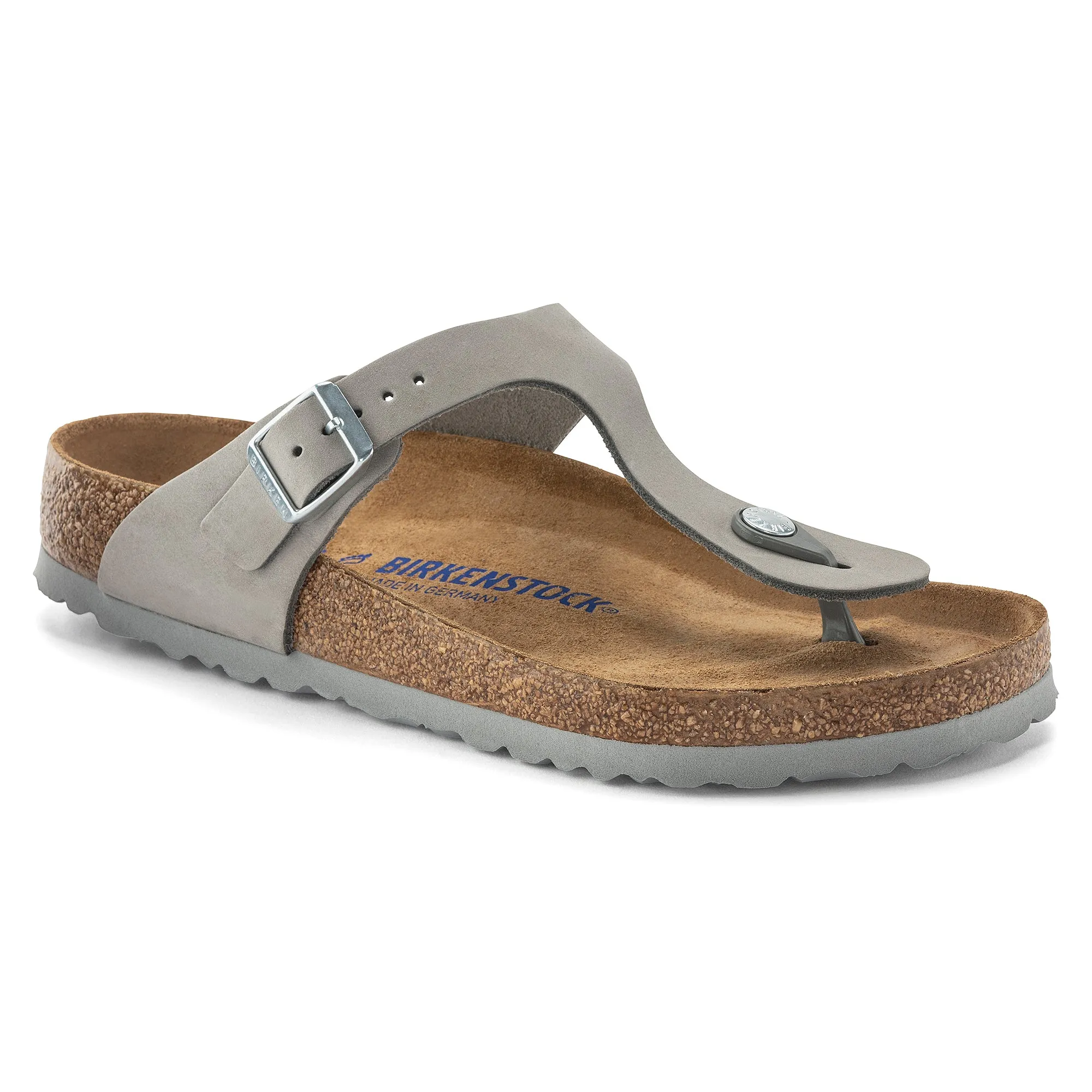 BIRKENSTOCK GIZEH SOFT FOOTBED NUBUCK LEATHER - DOVE GRAY