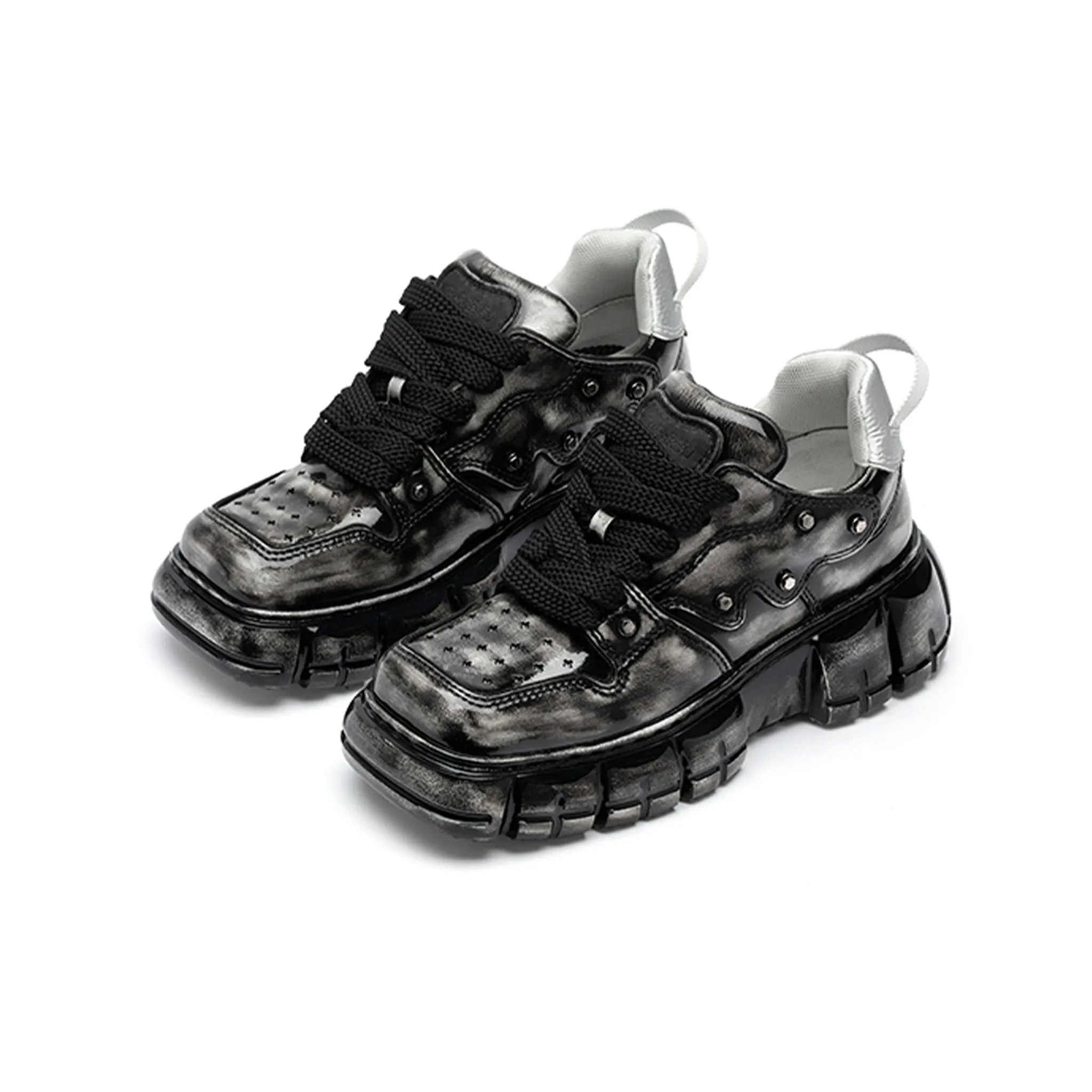 Black Glossy Butterfly Board Shoes