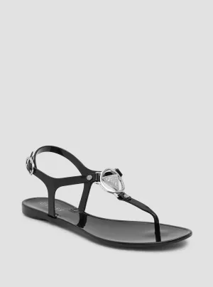 Black Replace Logo Sandals