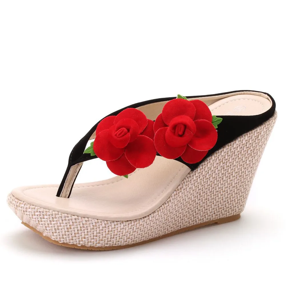 Bohemian Waterproof Platform Wedge Slippers