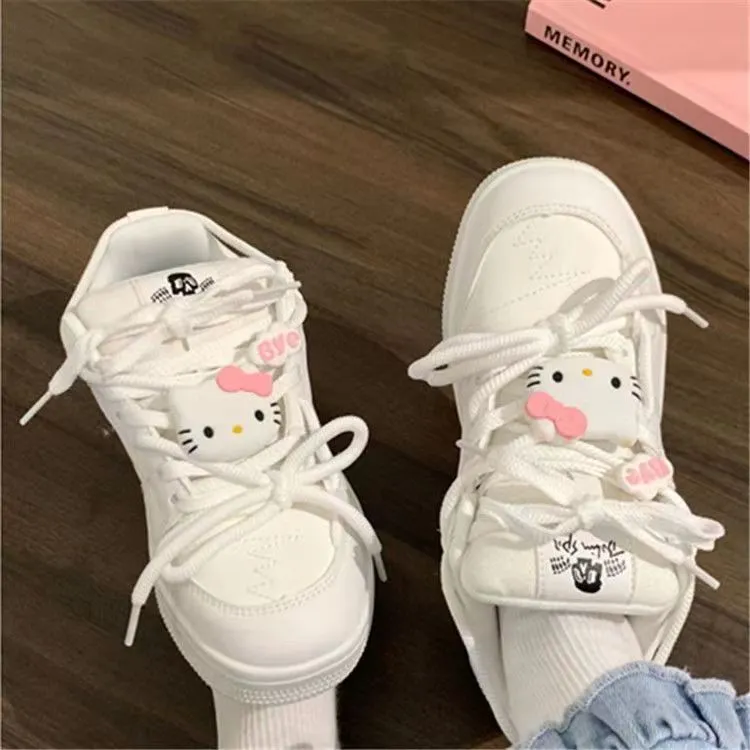 Bread Shoes Original Hello Kitty White Shoes Summer New Ins Style Thick Bottom All-Match Board Shoes