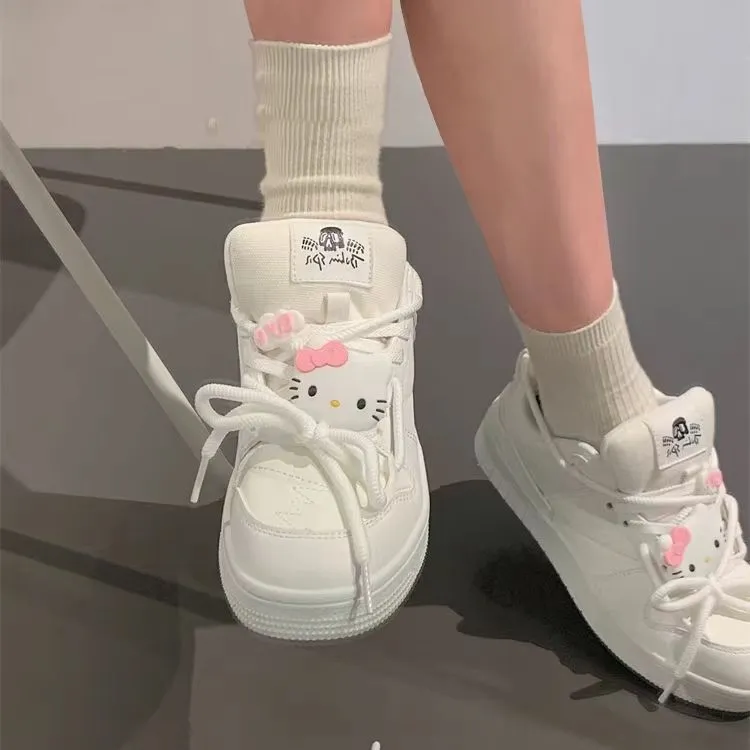 Bread Shoes Original Hello Kitty White Shoes Summer New Ins Style Thick Bottom All-Match Board Shoes