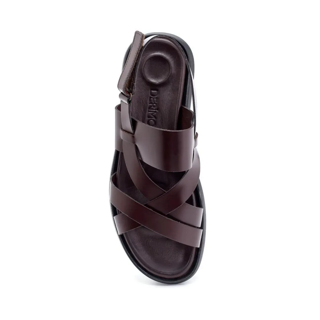 Brown Men Leather Sandal