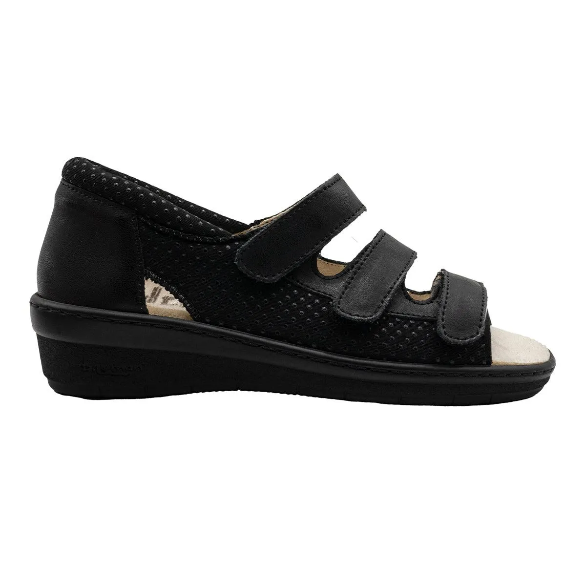 Bruman Strap Wedge Sandals Leather Black Colour For Women