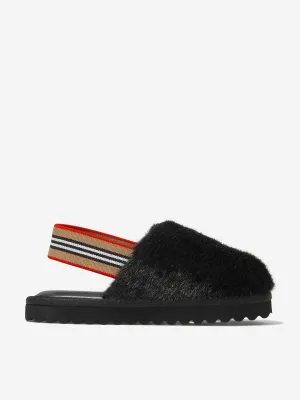 Burberry Kids Faux Fur Litherton Sandals