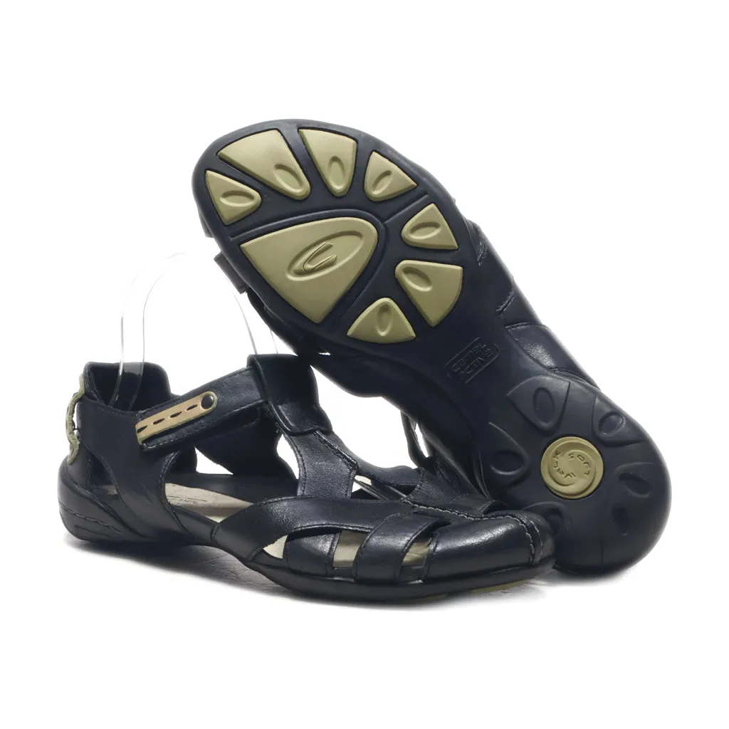 Camel Active Flat Sandals Leather Black Colour For Women