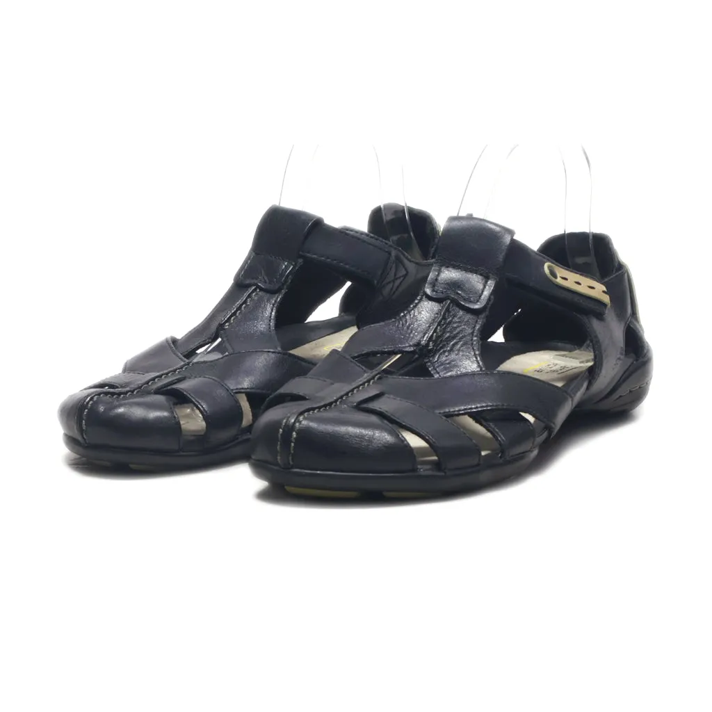 Camel Active Flat Sandals Leather Black Colour For Women