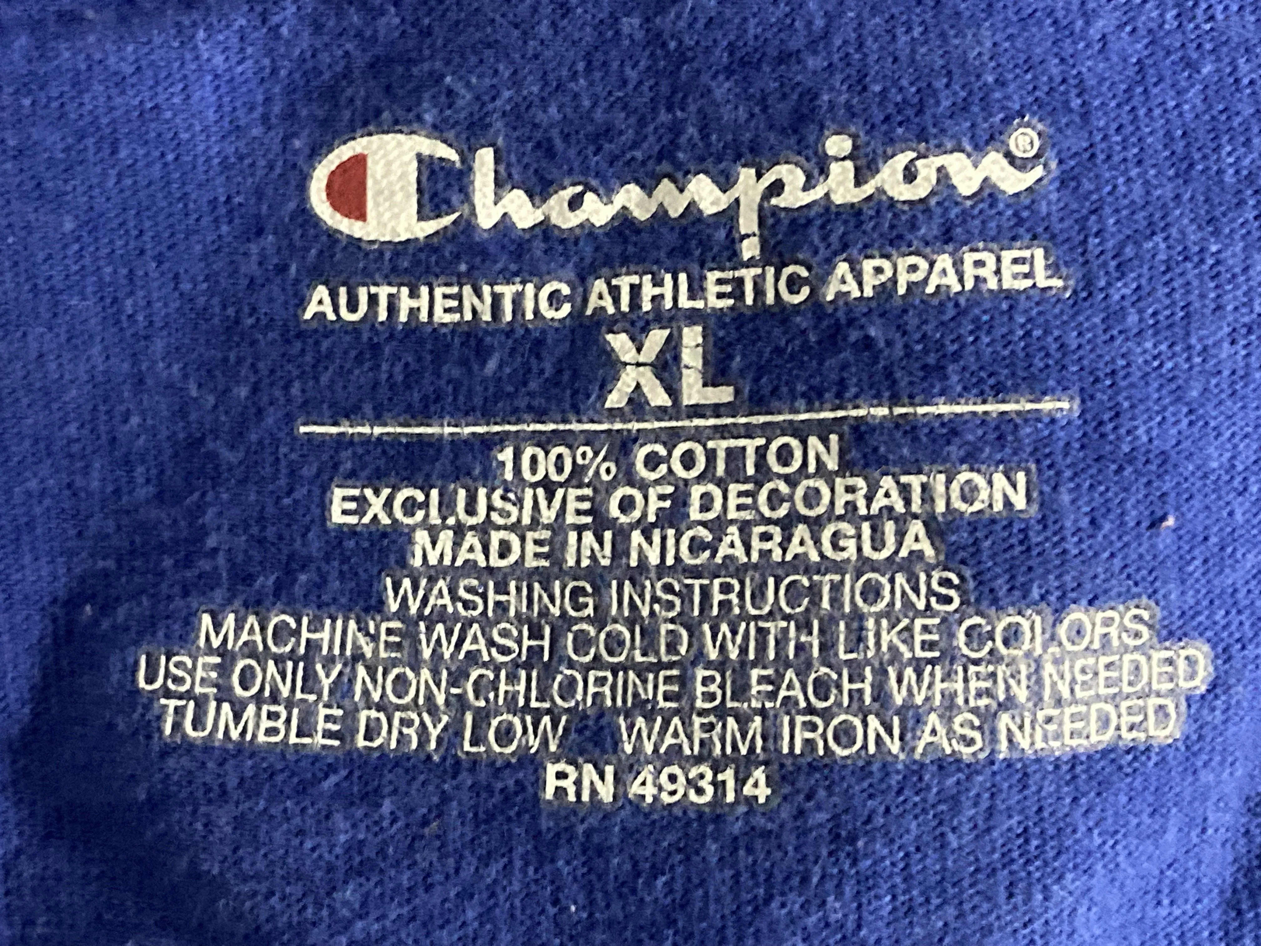 CHAMPION "PIONEERS DAD" UW PLATTEVILLE Graphic Print Adult T-Shirt Tee Shirt XL Xtra Extra Large Blue Shirt