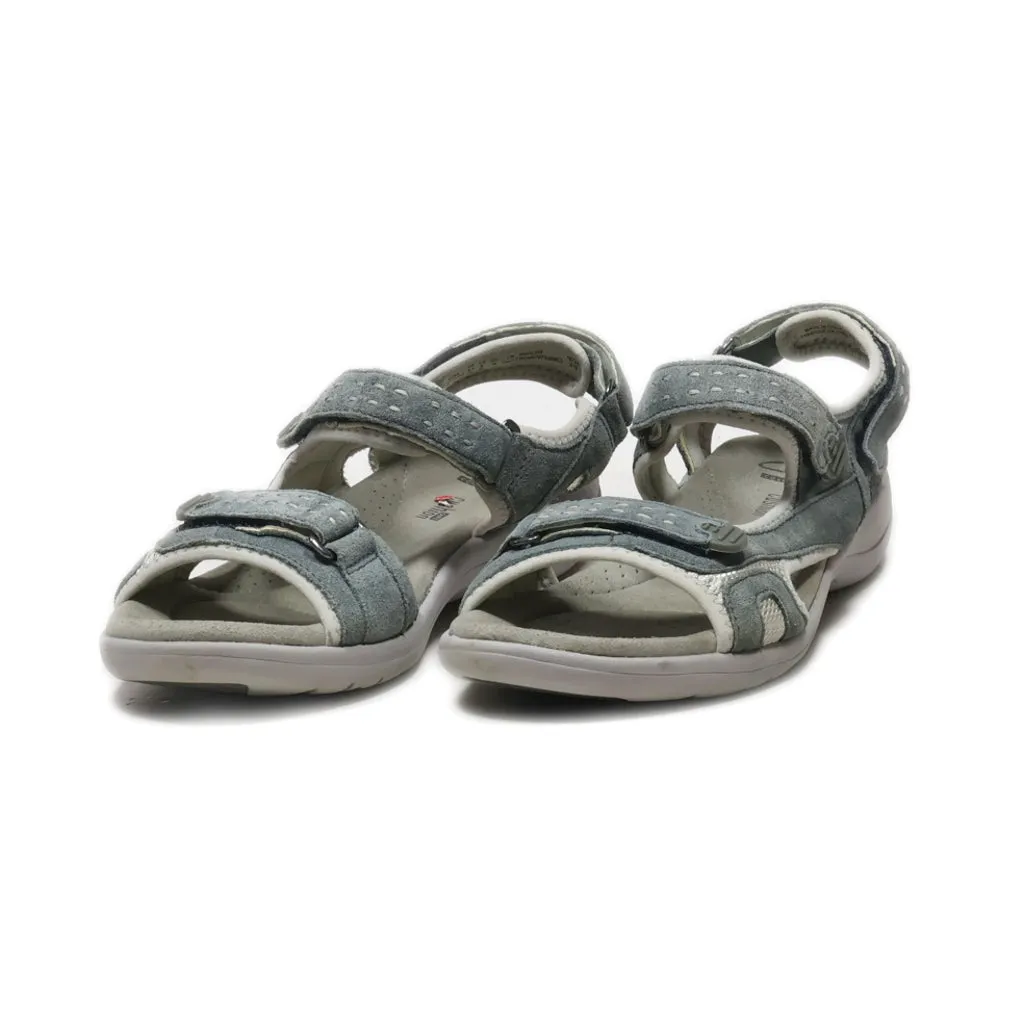 Clarks Flat Sandals Suede Grey Colour For Women