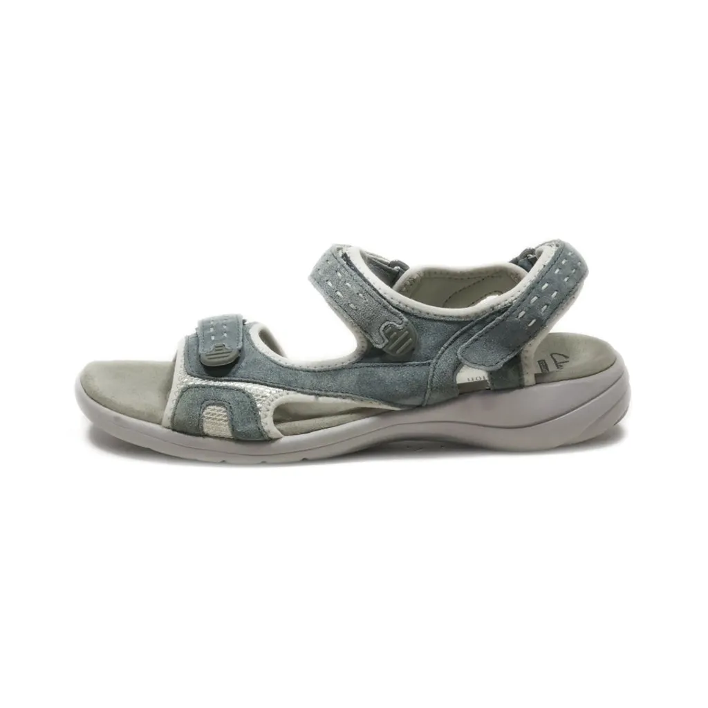 Clarks Flat Sandals Suede Grey Colour For Women