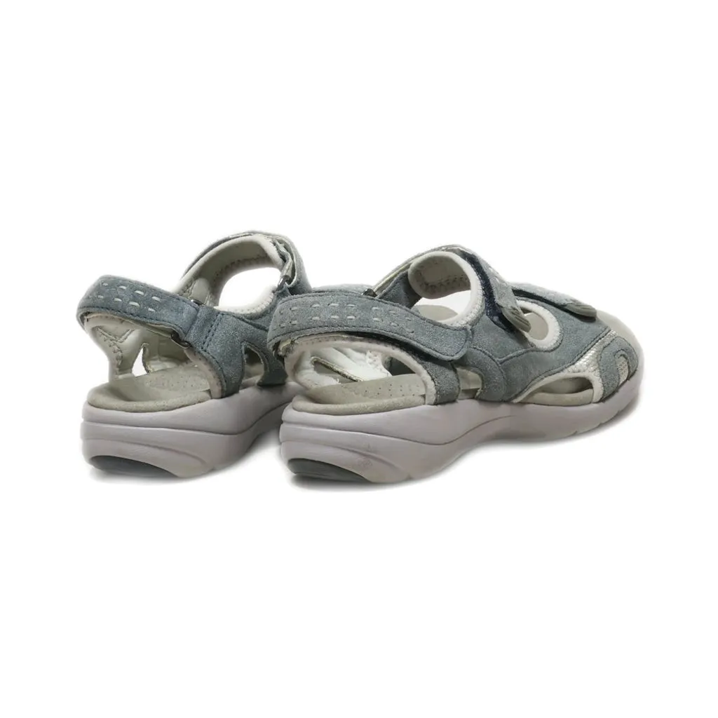 Clarks Flat Sandals Suede Grey Colour For Women