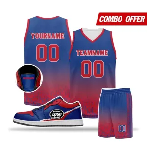 Client Gifts,Personalized Combo Offer for Fade Fashion, Custom Gradient Fashion on Jersey, Shoe and Cap, Best Gift for Team