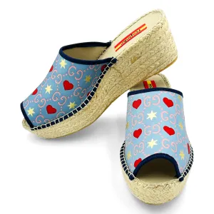 CUORE Blue Modern Wedge Espadrilles