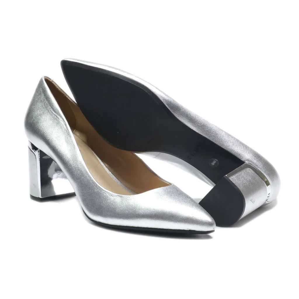 Dkny High-Heel Shoes Leather Silver Colour For Women