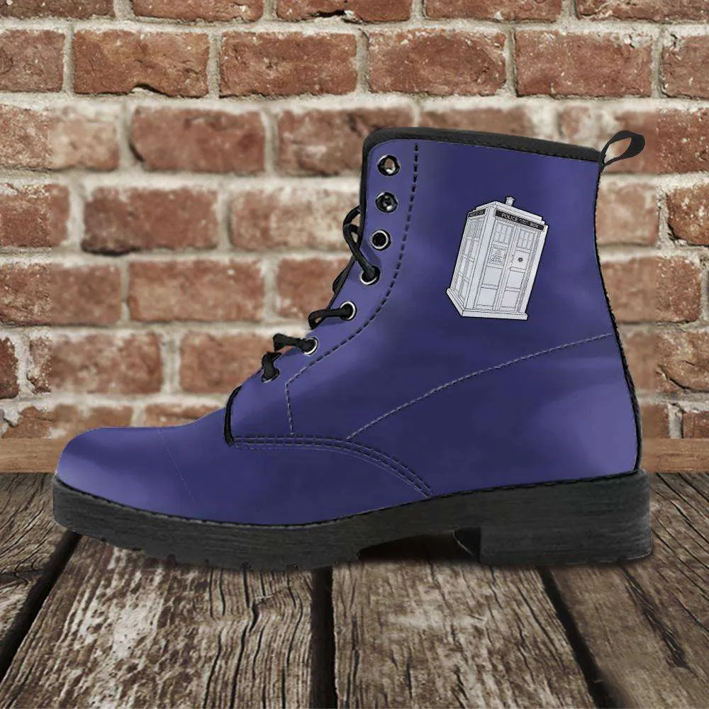 Doctor Who's TARDIS inspired Faux Leather 7 Eye Lace-up Boots