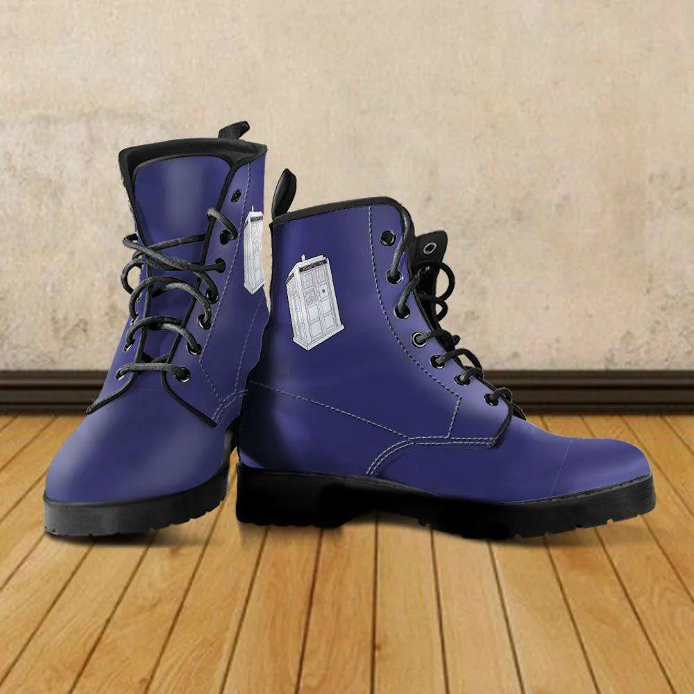 Doctor Who's TARDIS inspired Faux Leather 7 Eye Lace-up Boots