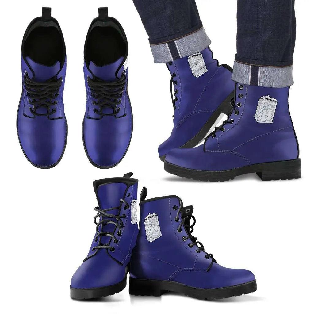 Doctor Who's TARDIS inspired Faux Leather 7 Eye Lace-up Boots