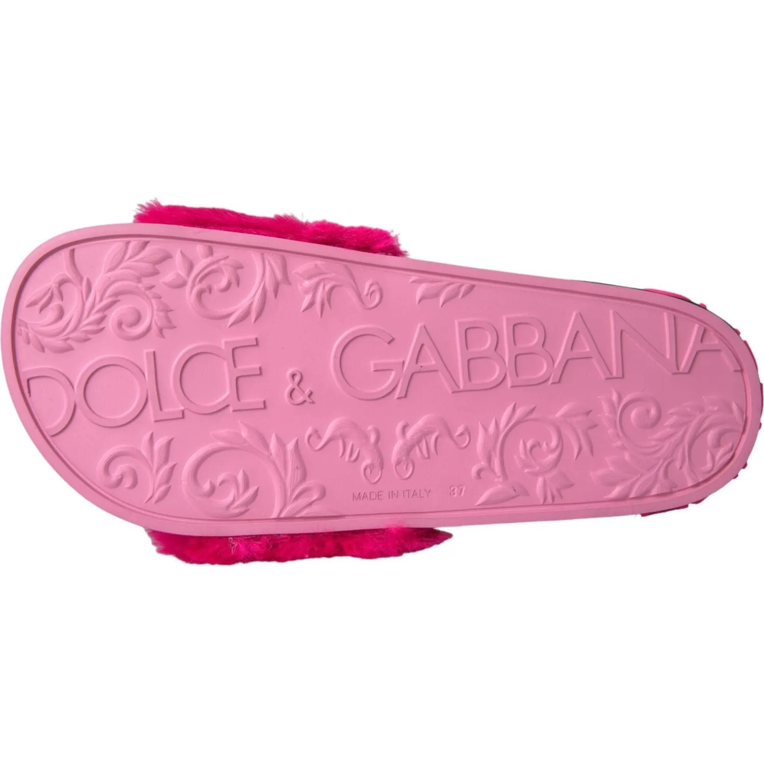 Dolce & Gabbana Multicolor Embroidered Fur Slides Sandals Shoes