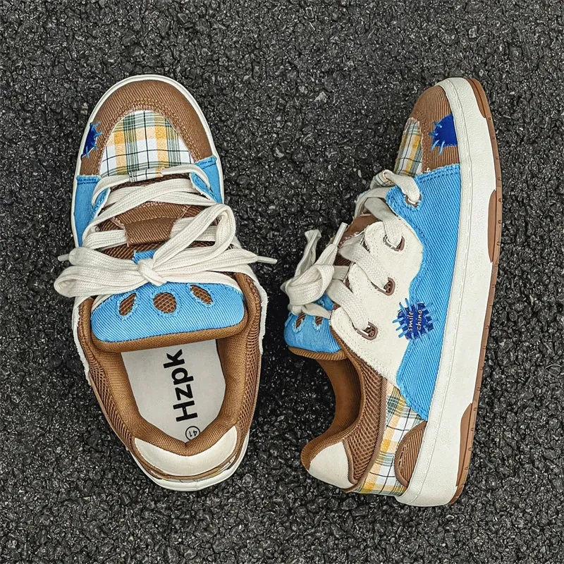 Enni Plaid Canvas Patchwork Unisex Sneakers