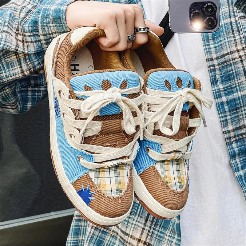 Enni Plaid Canvas Patchwork Unisex Sneakers